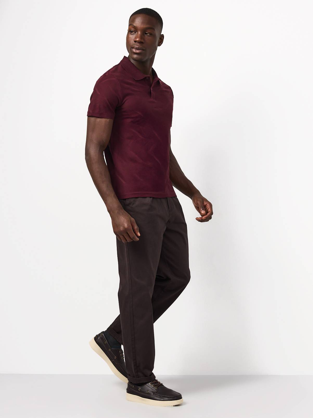Dark Red Patterned Polo Shirt XXXL - Image 2
